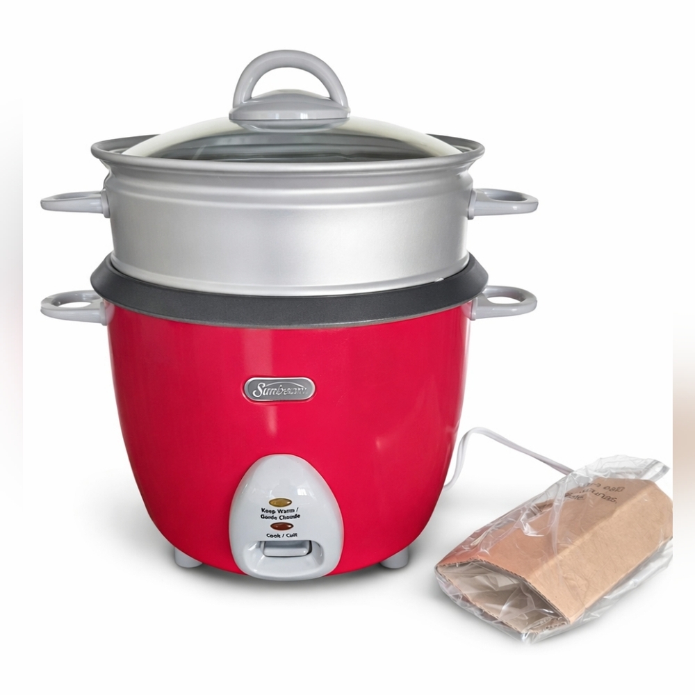 Sunbeam Red Multi-Function Rice Cooker with Steaming Insert - Picture 6 of 9